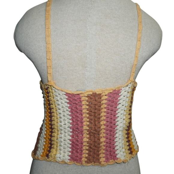 Zara Multicolor Crochet Knit Button Tank Top Boho Festival Y2K Size M/L - Picture 7 of 9